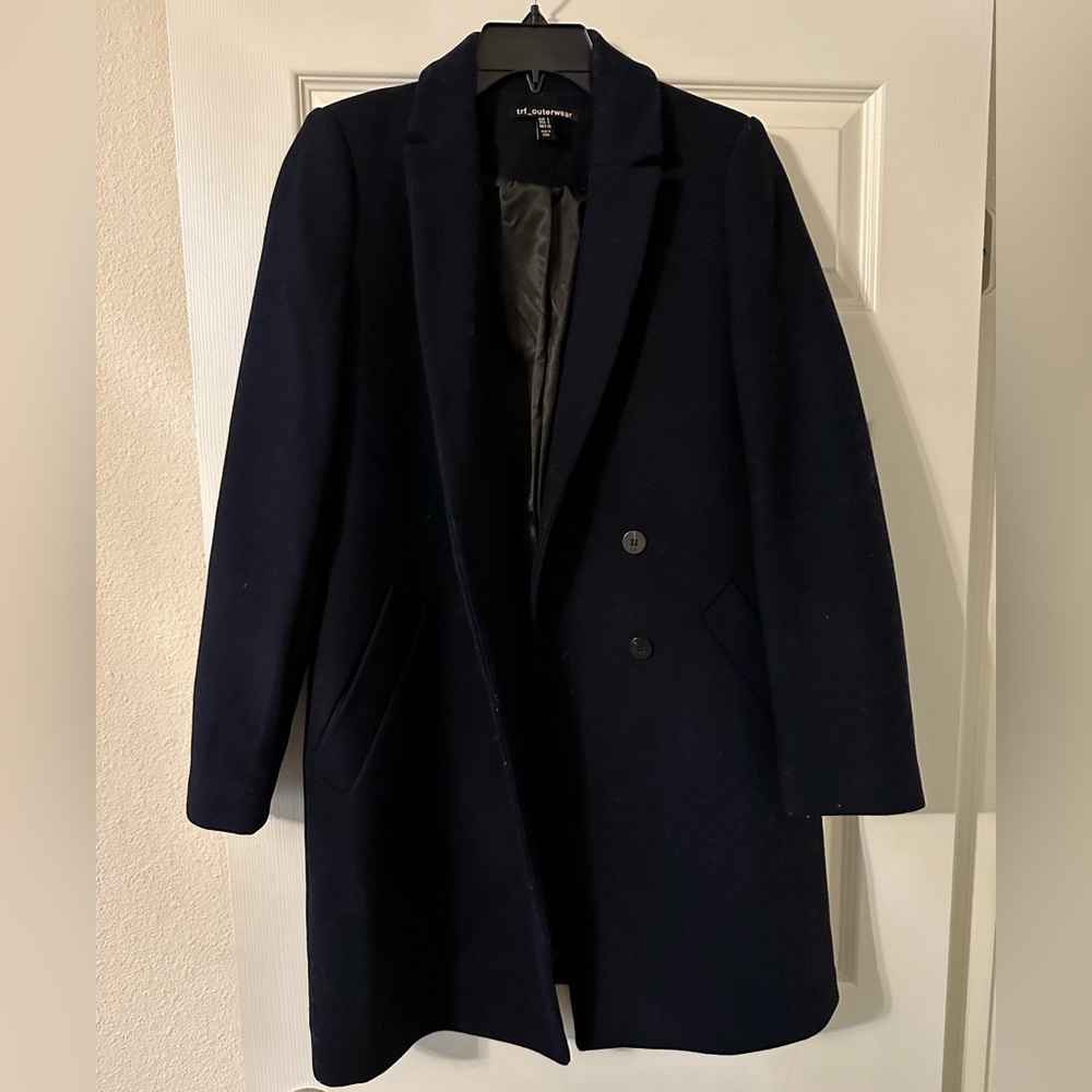 Zara dark navy pea coat, heavy warm jacket